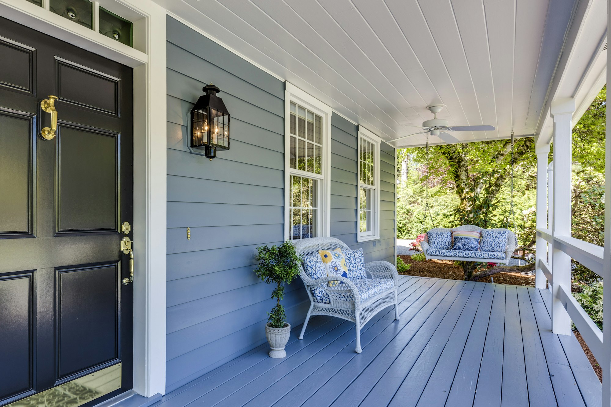 Welcoming front porch of a family home in Amador County