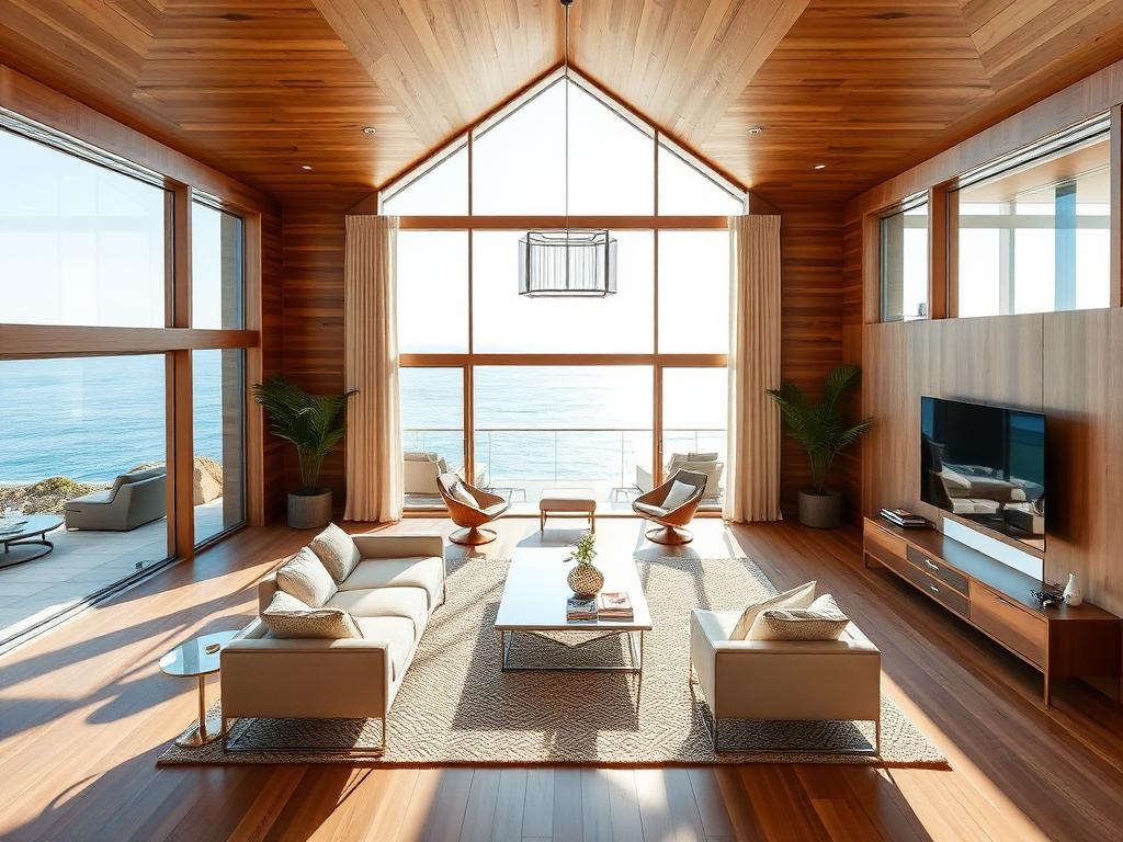 Bright luxury home interior with designer furnishings